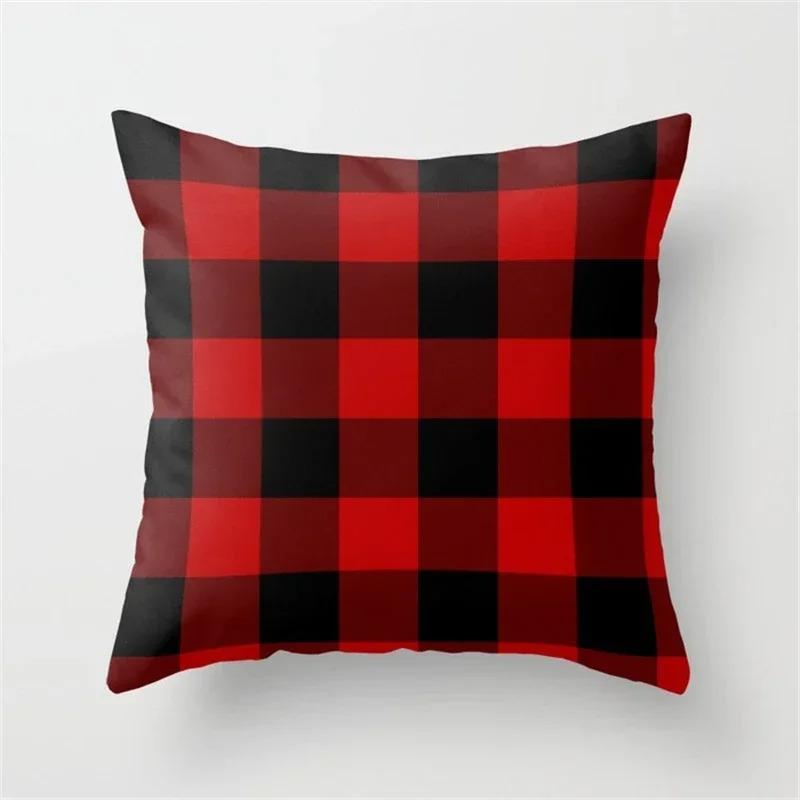 Cute Red Print Geometric Red Plaid Pink Lolita Pillow Cover Decorative Modern Nordic Throw Pillow Cover