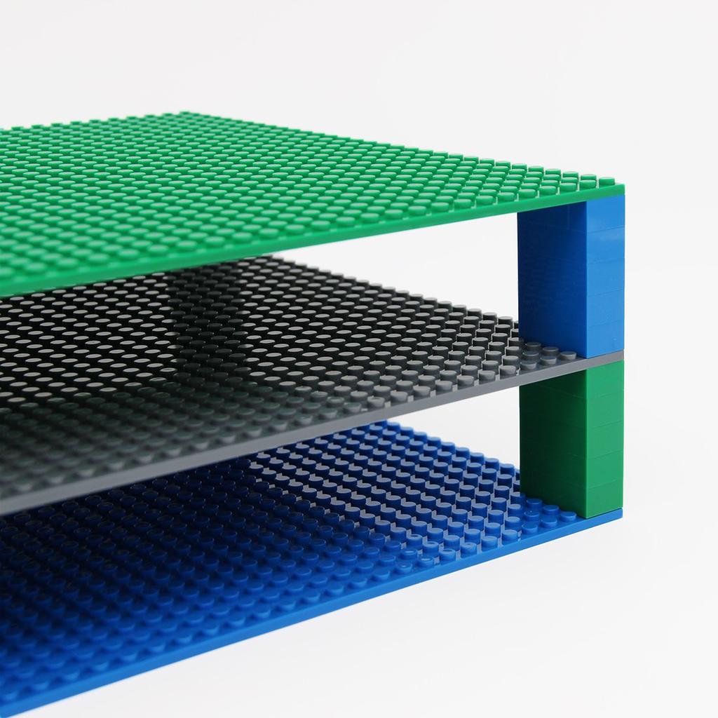 INIBUD Classic Double-Sided 32x32 Dot Baseplate Block, Compatible, Set of 4 Colors (Green, Blue, Beige, Gray)