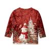 Christmas Day Print Tops For Youth Girls 4-11 Years Round Neck 3/4 Sleeves T-Shirts Trendy Tops Outfit Tees
