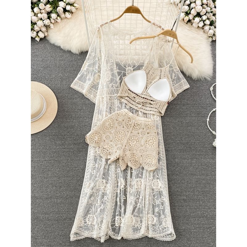 Seaside Holiday Lace Sun Protection Cardigan Fashion Suit