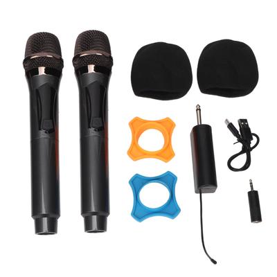Wireless Microphone 1 for 2 Dual Portable Handheld Dynamic Karaoke Mic System with Rechargeable Rece
