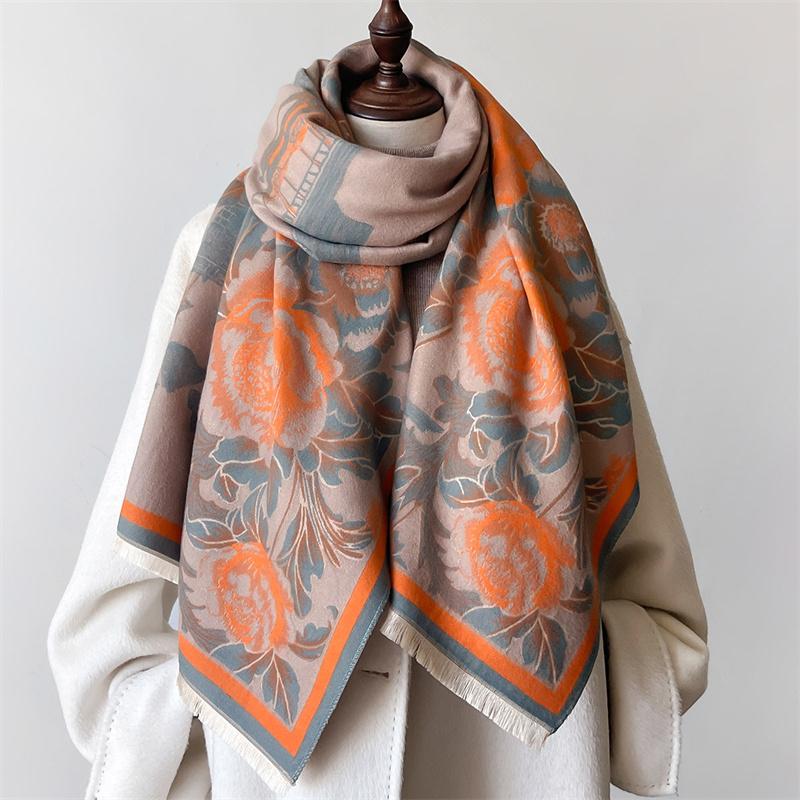 Luxury Winter Cashmere Scarf Women  Design Warm Pashmina Blanket Poncho Scarves Female Shawl Wraps Thick Foulard Bufanda