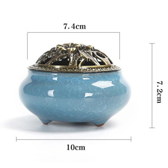 Vintage Ceramic Incense Burner Holder Meditation Buddhist Zen Censer Home Decor