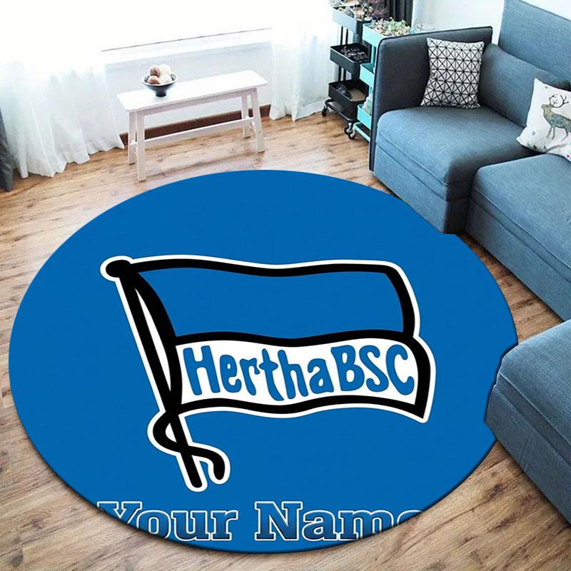 Hertha BSC Custom Name Round Area Rug,Carpet Rug for Living Room Bedroom Sofa Playroom Decor,Non-slip Floor Mat