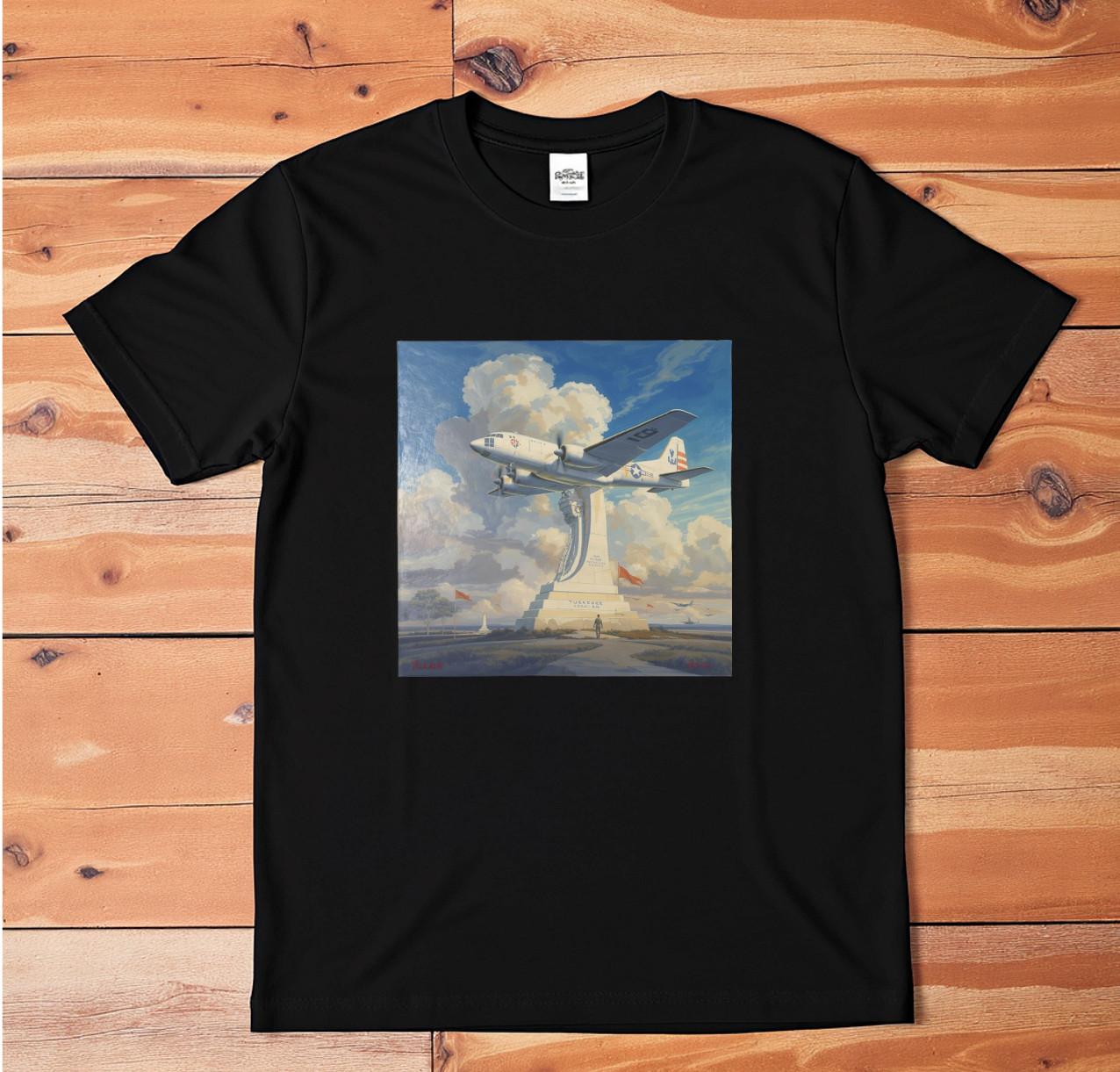 Retro Aviation Airplane Graphic Tee Black Unisex Vintage Style T-Shirt M