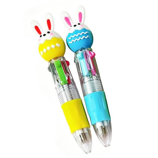 2 Stück Kugelschreiber Tragbar 4 Farben in Einem Stift Glattes Schreiben mit Niedlicher Cartoon-Puppe Oben Mehrfarbiger Stift für Persönlichen Gebrauch