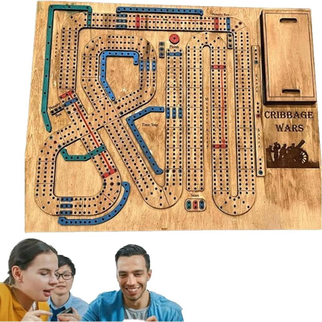 Wooden Board Game Set With Built-in Board Storage Compartments, Classic Board Game Bar Games