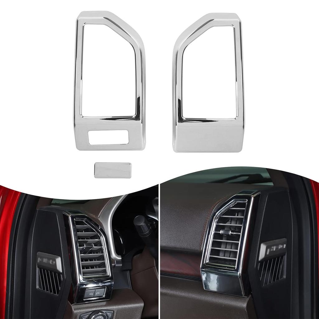 Voodonala for Ford F150 2015-2020 Chrome Dash Side Air Condictioning Outlet Vent Decorative Trim Compatible with Ford F150 2015-2020