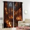 2pcs, 2D FLAT PRINTING Curtains (Without Rod) Mystic Library Creative Chic Curtains Durable Polyester Curtains Decorations