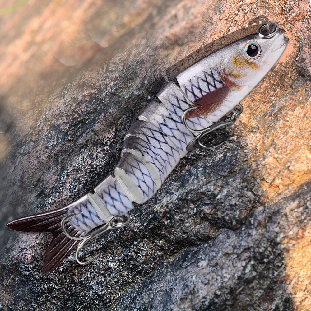 1PC [Ready Stock] 8 Sections Fishing Lure 13.5cm/19g 10cm/15.5g Jointed Swimbait Sinking Trout Wobbler Bait 6# Hook Fishing Tackle