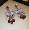 Butterfly Crystal Tassel Earrings Light Luxury High-quality Temperament Earrings for Women