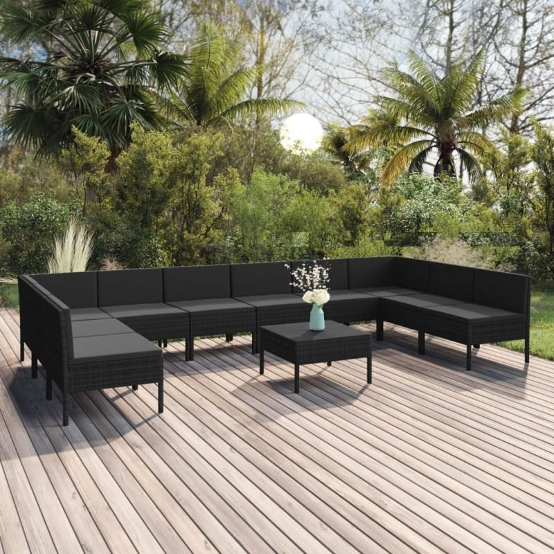 Day and Night - Day and Night Garden Furniture Set 11 Pieces Black Synthetic Rattan Cushions