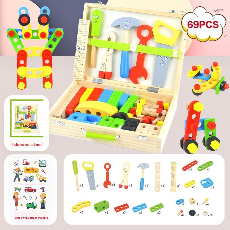 

Детский набор инструментов: Винты скручивания, гайки, строительные блоки, развивающая головоломка и набор для разборки.