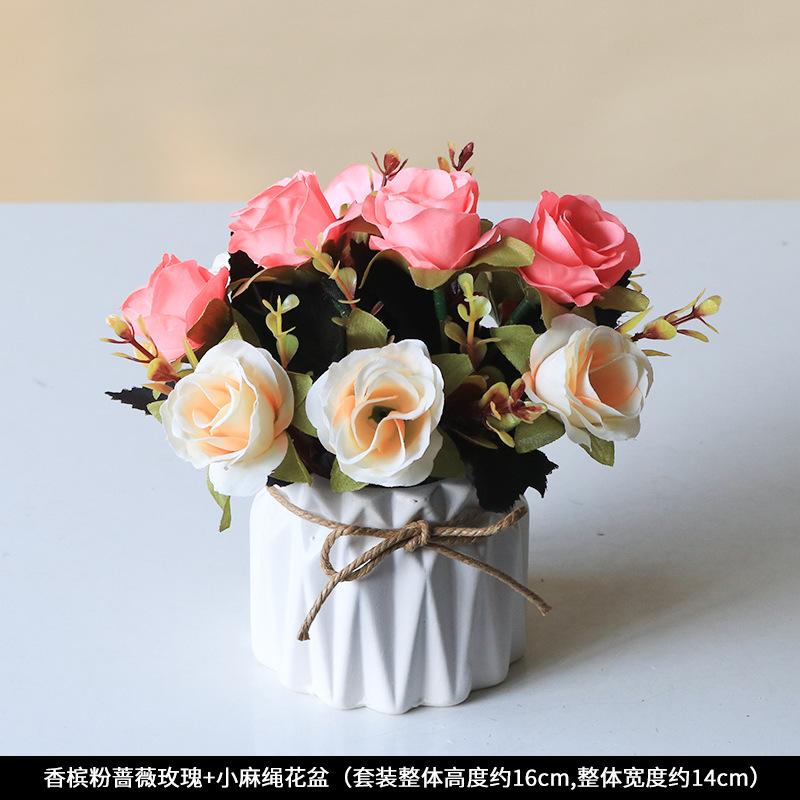 Simulated Potted Plants, Plastic False Flower Ornaments, Artificial Plants Bonsai Dining Table Decorations, Photography Props