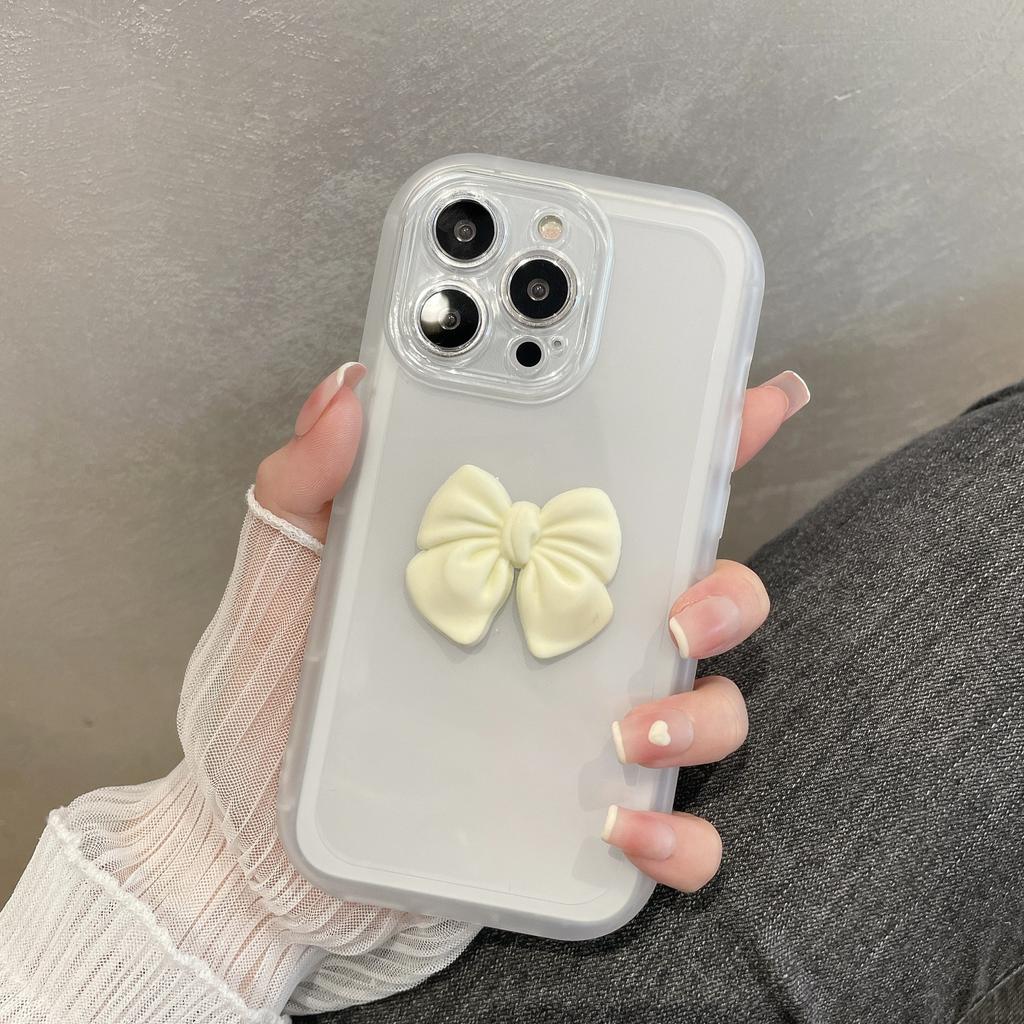 Applicable To Apple 14 Mobile Phone Case Candy Color Bow Simple Iphone12 Couple Transparent Silicone Protective Cover