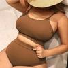 2025 Bikini halter plus size dla kobiet - Jednokolorowy strój kąpielowy wakacyjny