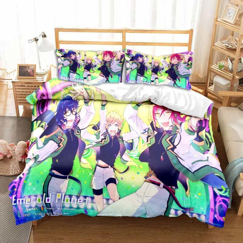 

New Anime Rock Band Ensemble Stars All Season Twin Bedding Set 3 Piece Comforter Set Bed Duvet Cover Double King Comforter Cover EU Twin 135x200cm