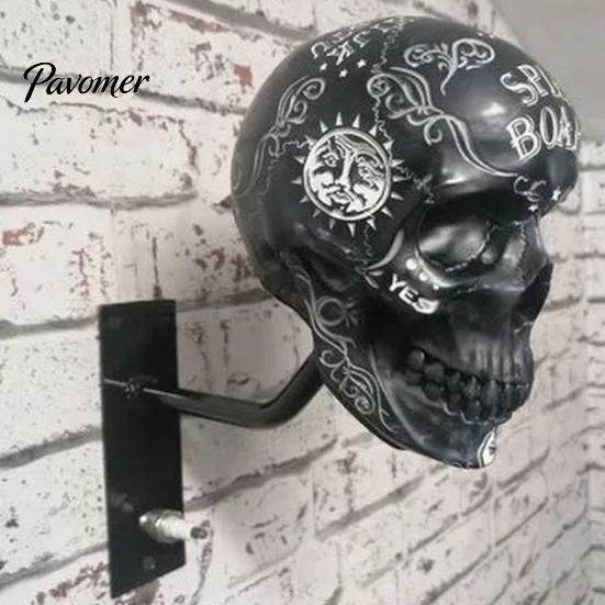 Decorative Helmet Rack Skull Motorcycle Holder, Wall Mount Display Rack, Design Hanger Gothic Motorbike for Home Decoration Stand