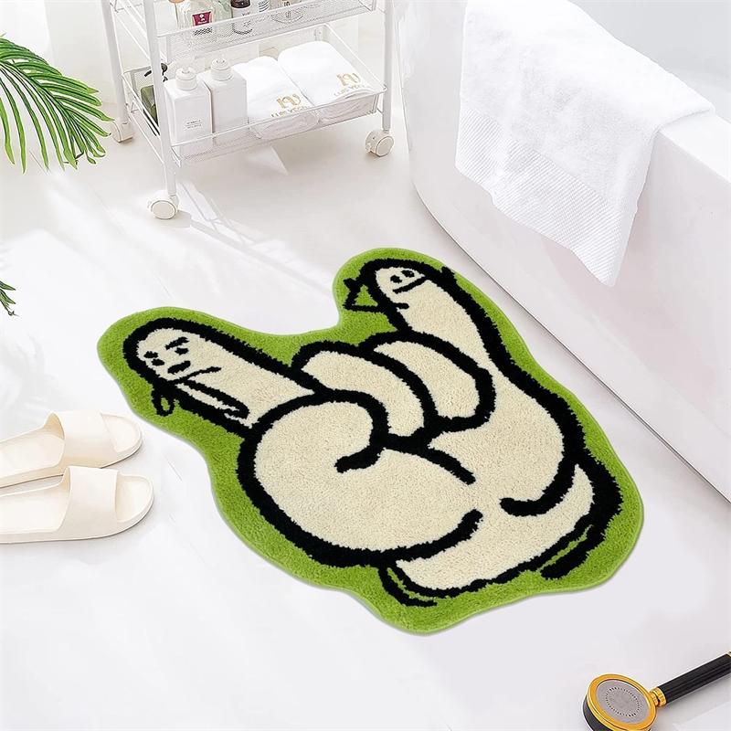 Funny Gesture Shaped Rug Creative Anti Slip Bathroom Carpet Plush Absorbent Area Mat For Bedroom Living Room Decor