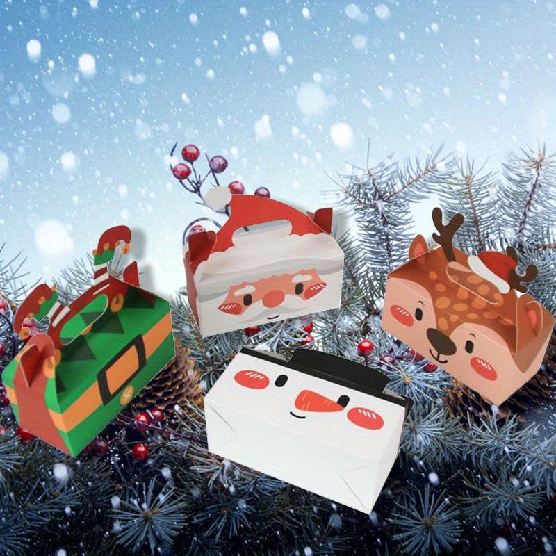 Christmas Small Gift Boxes Cardboard Goodie Treat Boxes Easy To Assemble Paper Boxes for Kids Santa Claus Party Favors Supplies