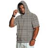Men's Casual Retro Lightweight Short Sleeve Hooded Sweatshirt Camouflage Print