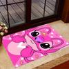 Pink Stitch Heart Background Disney Cartoon Theme Anti-Slip Rug - Polyester, Home Decor, Suitable for Bedrooms, Living Rooms, Doorways, and Studios