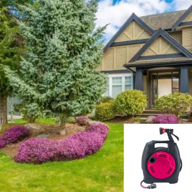 Garden Retractable Hose Reels Storage Rack for Garden Watering Car Washing Pet