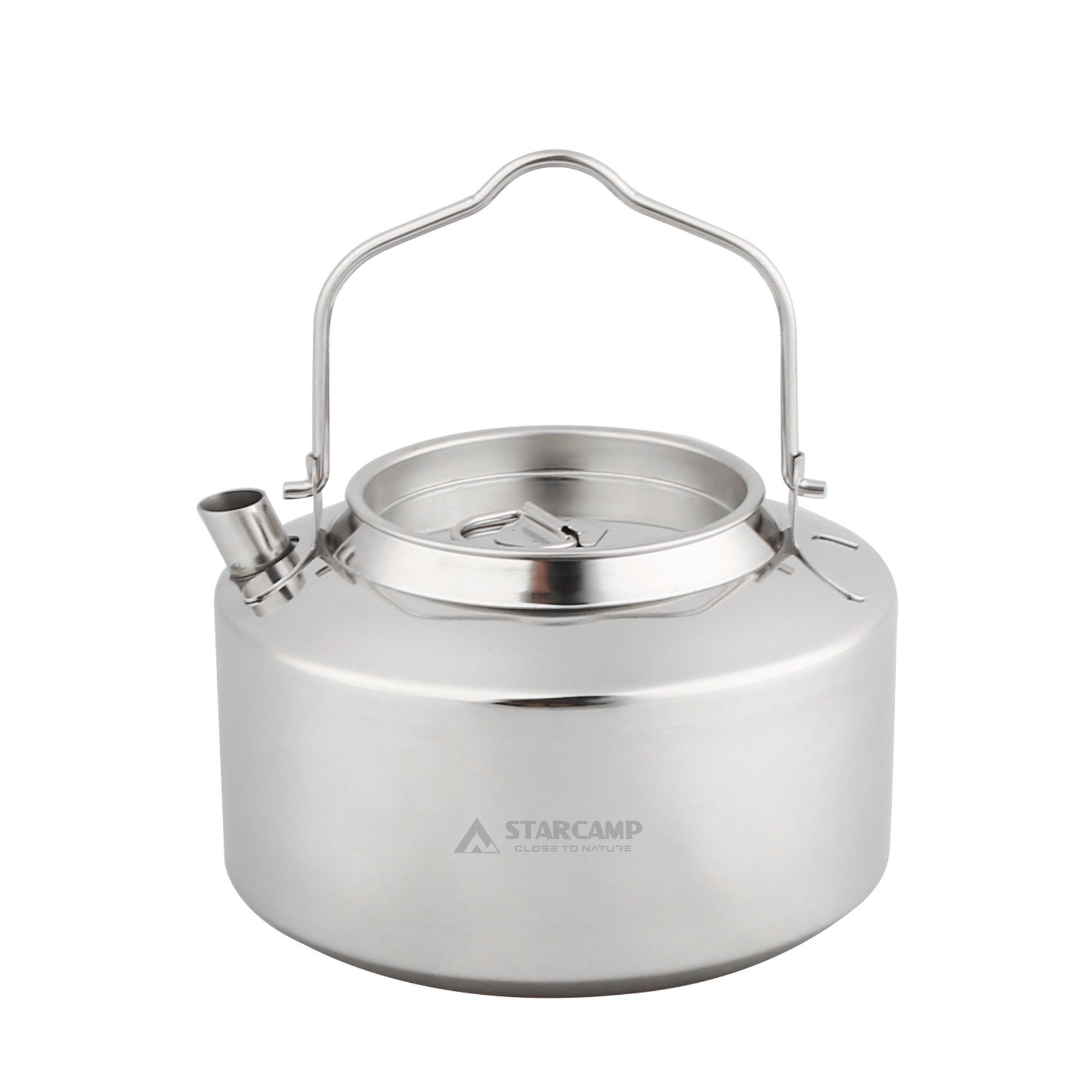 STARCAMP 1.2L Stainless Steel Outdoor Teapot - Food Grade Direct Flame Kettle серебряный