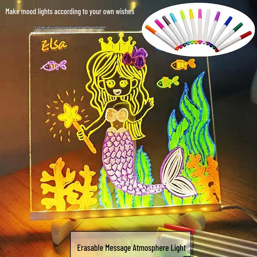 Large DIY Acrylic Luminous Blackboard for Kids - Easy Erase, Dust-Free Educational Drawing Set