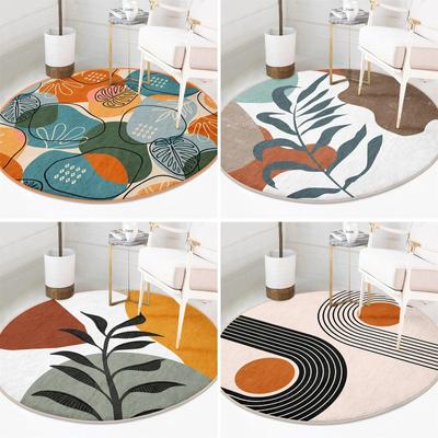 Boho Round Rug Colorful Floor Carpet Abstract Non Slip Circle Rug Plant Anti Slip Mat Geometric Area Rugs Home Decor Round Rugs