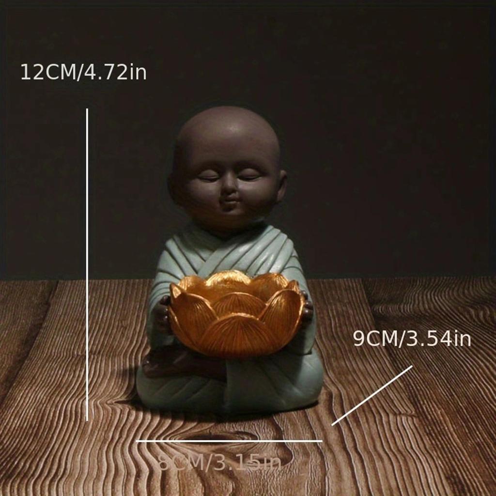 Zen kleine Buddha Statue Kerzenständer dekorative Lampe antik Veranda Schlafzimmer Zuhause kleiner Mönch Meditation Harzhandwerk kreative Zierde