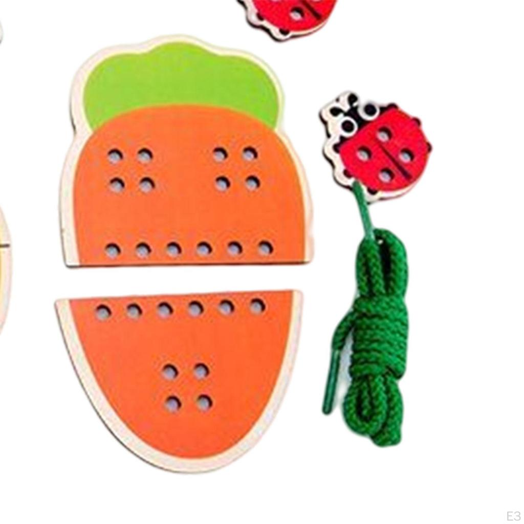 Wood Lace Block Puzzle Activities Board Developmental Toys,Wooden Lacing Threading Toys for Kids