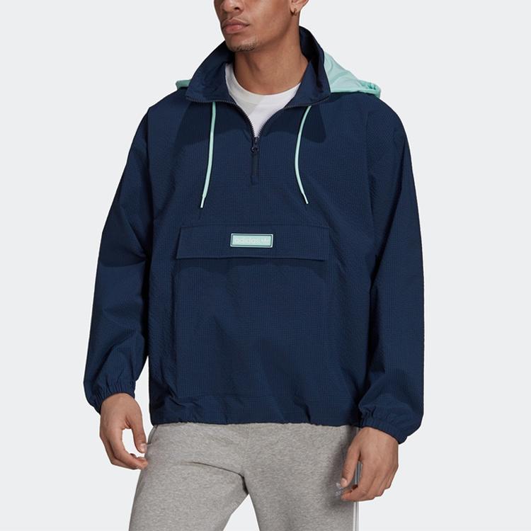 Adidas Originals Trébol Cremallera de Cuarto Casual Deportivo Sudadera con Capucha Chaqueta Hombre Tops Azul Marino HB1821