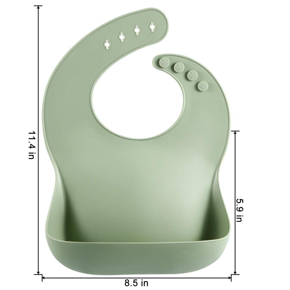 PandaEar 3 Pack Thick Silicone Baby Bibs for Babies & Toddlers (10-72 Months)| Waterproof Baby Feeding Bibs Adjustable with Wide Food Catcher Pocket,