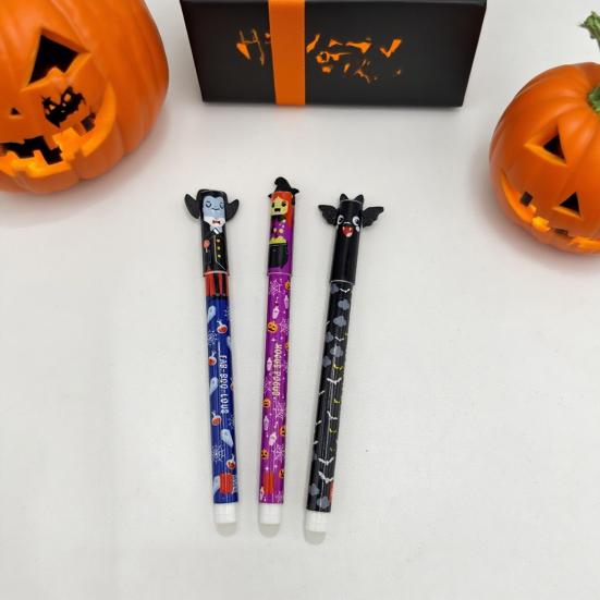 Halloween Erasable Gel Pens 0.7mm Witch Bat Themed Pens with Built-In Erasers School Office Supplies for Students