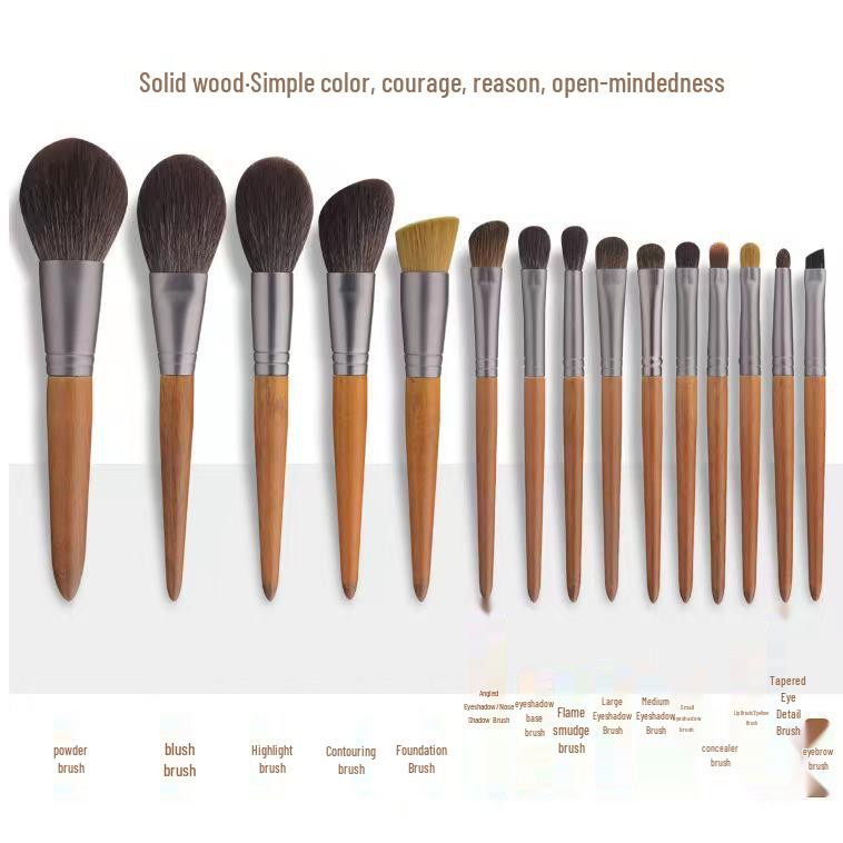 Luxury Animal Hair Makeup Brush with Beechwood Handle - Powder, Blush, Eyeshadow, Detail Brushes