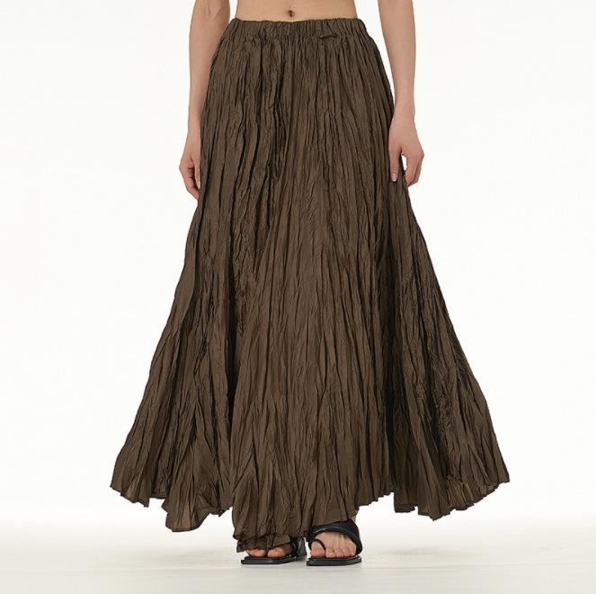 2024 Trendy European-American Minimalist Pleated Swing Skirt for Women - Autumn/Winter Collection