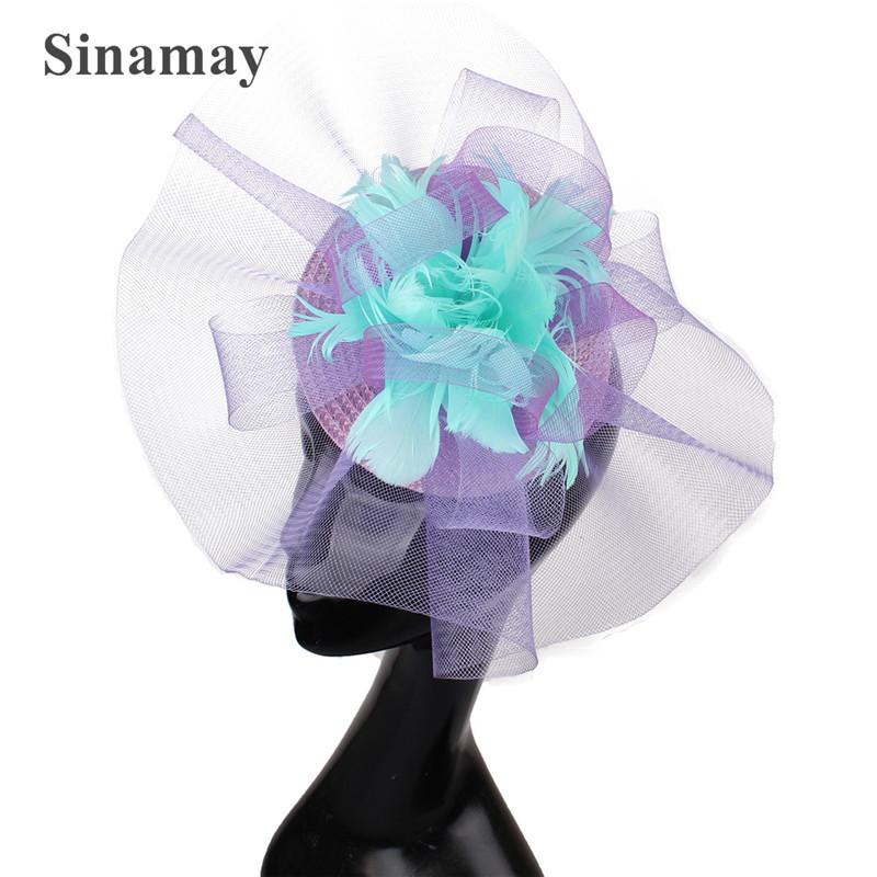 European And American Bride Hair Accessories Feather Headgear Popular Banquet Photo Top Hat Pp Imitation Hemp Headgear