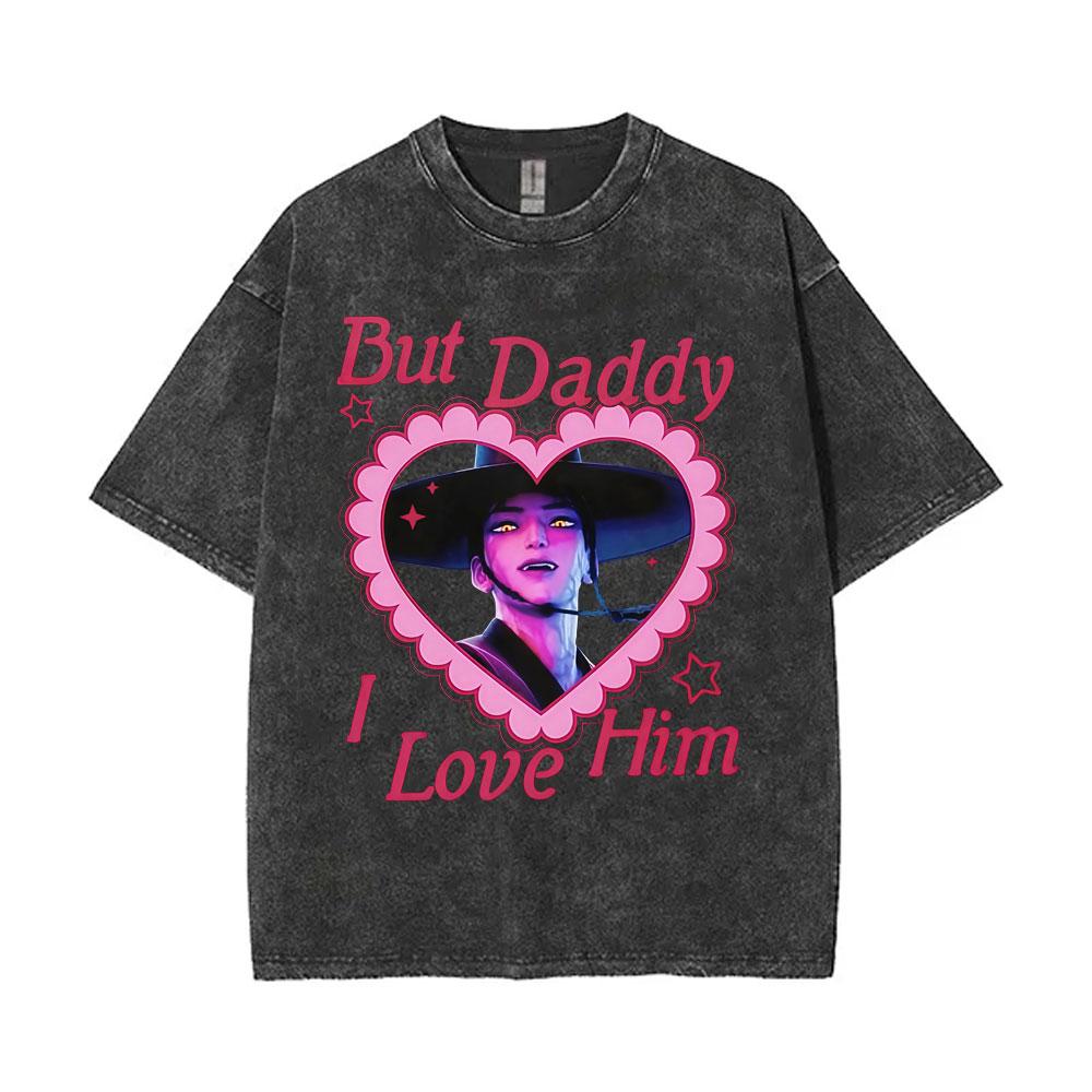Movie KPop Demon Hunters Derpy Tiger Washed Vintage T-shirts for Fans Gift Men Women Cartoon Short Sleeve T Shirts