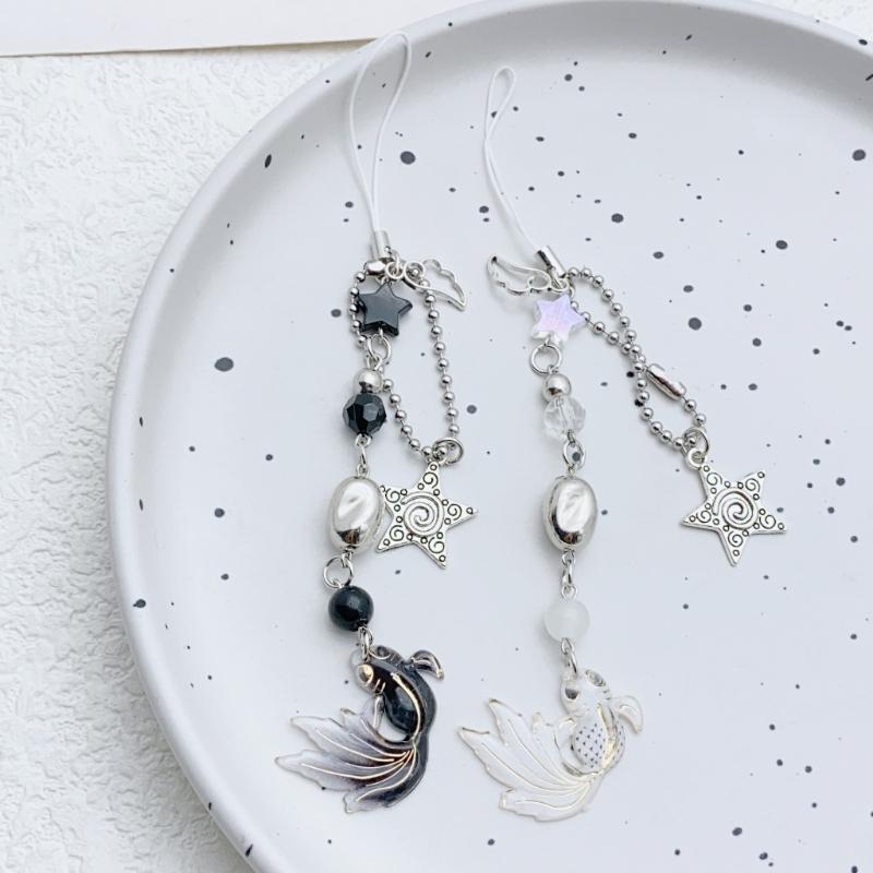 Unique Handmade Fish Star Pattern Bead Phone Hanging Decoration Fits All Phone Models Daily Use Stylish Outfits