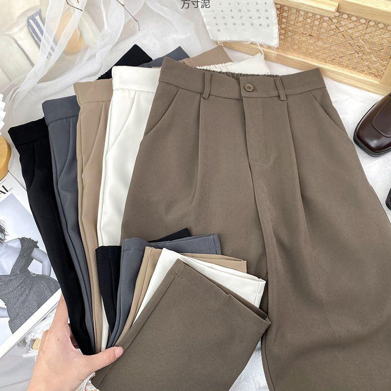 Suit Pants High Waist Casual Straight Pants Loose Drape Small Trousers