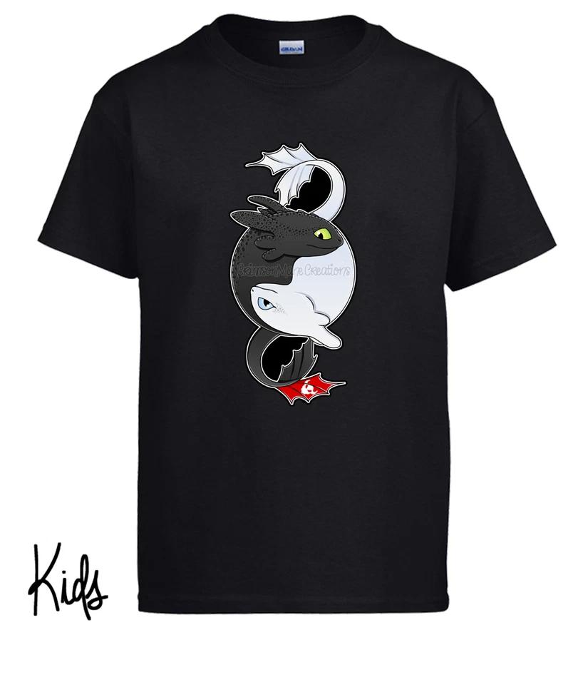 Night Fury Light Fury Train Dragon kids boys T-Shirt, Yin Yang Kids Ladies Mens Sizes 110