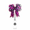 Bow Cherry Acrylic Badge Holder Sparkling Powder Medical Theme Retractable Pull Badge Reel Id Lanyard Name Tag Card Badge Holder