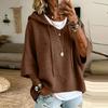 Women's Color Knitted Hooded Sweatshirt with Drawstring New Arrival