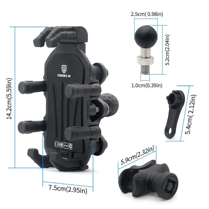 Motorcycle Phone Holder with Vibration Dampener & Secure Lock, Anti-Theft Motorcycle Phone Mount Handlebar Phone Holder