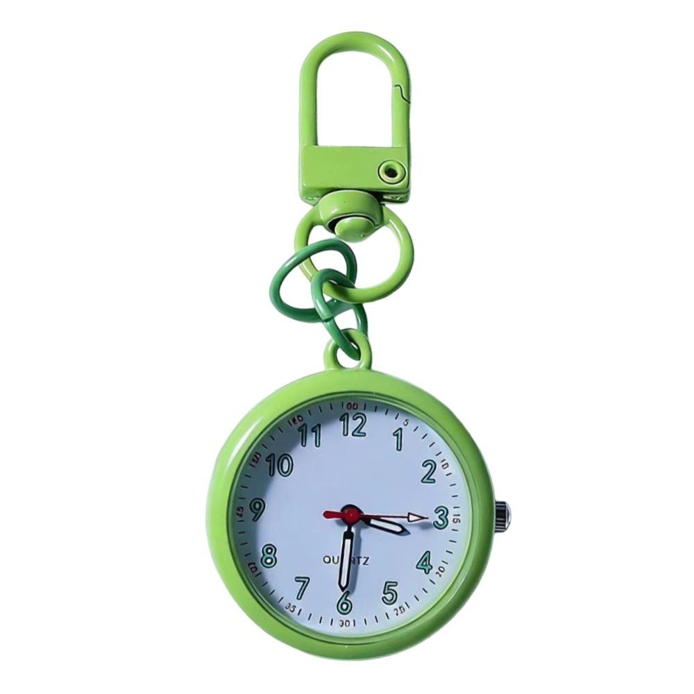 Silent Movement Exam Watch Alloy Case Leather Cover Keychain Watch Reusable Design Mini Size Pocket Watch Key Ring Accessory