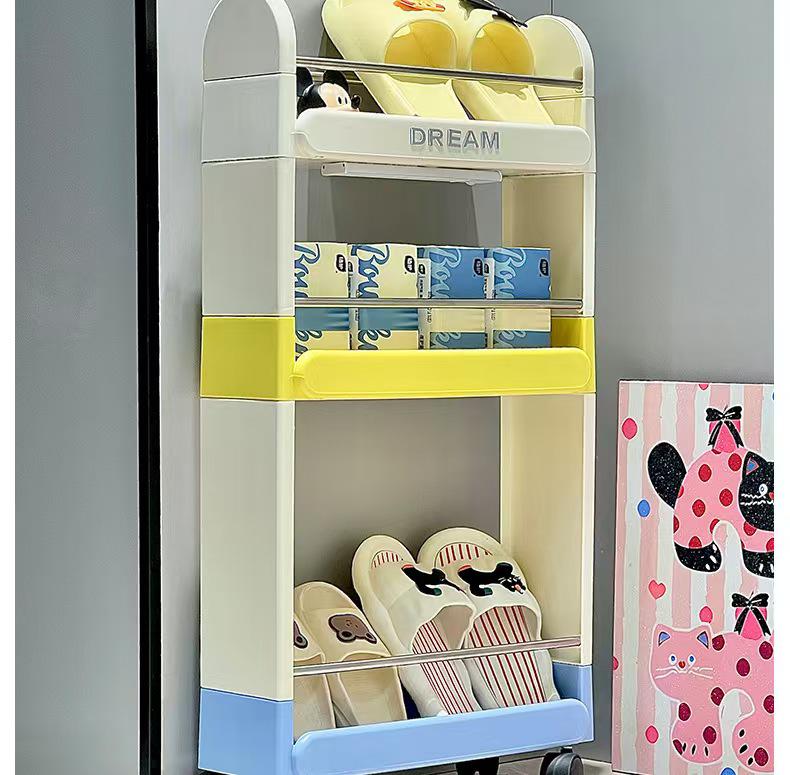 Bathroom Floor Standing Multi-layer Storage Rack, Bathroom Multifunctional Plastic Storage Rack Kitchen