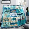1Pc Ocean Print Flannel Blanket, High quality Comfortable for All Seasons, Home Decor, Warmth and Comfort, Perfect for Christmas Gifts W101