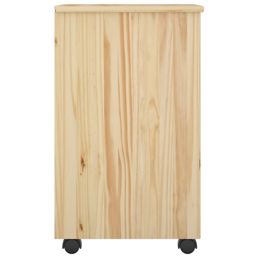 Mobile Storage Cabinet in Brown 34 x 39 x 65.5 cm Solid Pine Wood