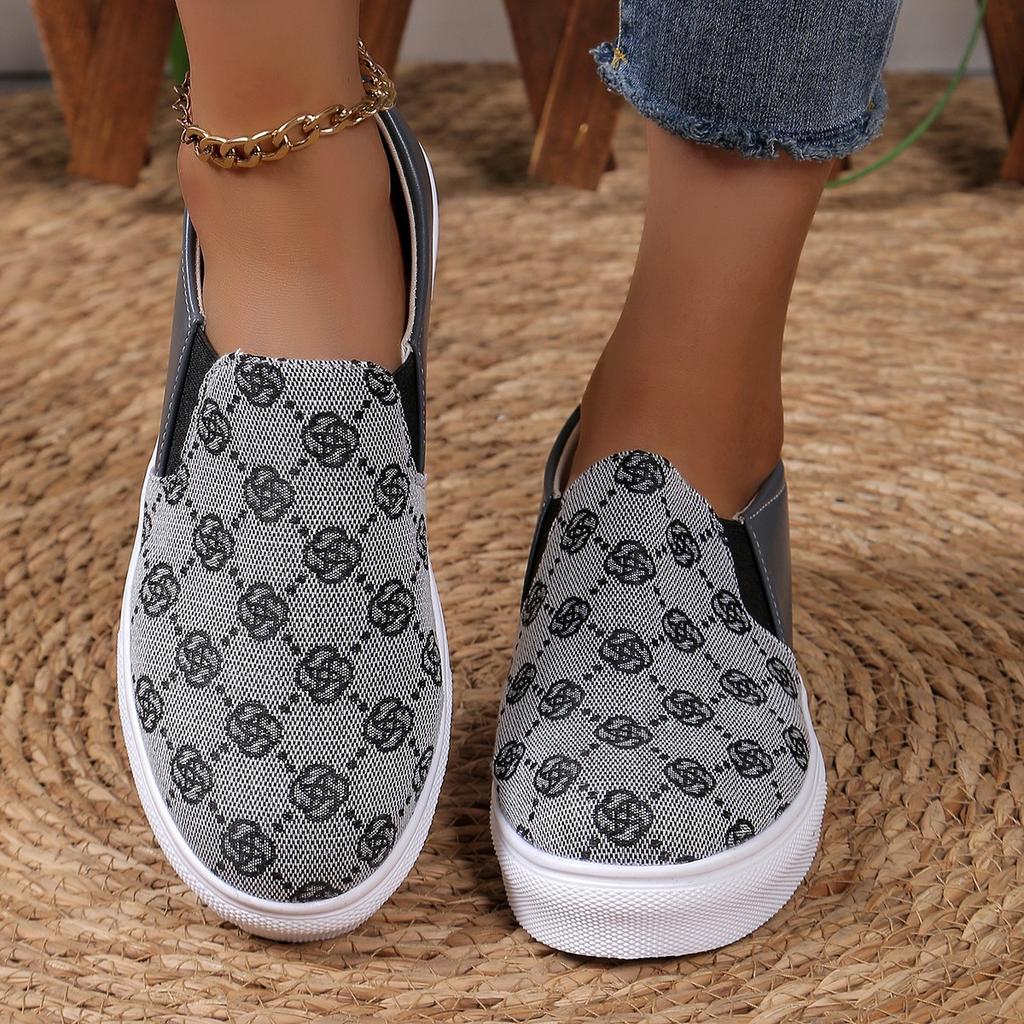 Unisex Fashion Sneakers with Pattern Design - Casual Canvas Slip-On Shoes for Women & Men, Spring Summer New Arrival Lace-Up Walking Shoes